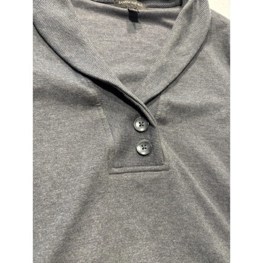 Banana Republic Mens Gray Shawl Collar Henley Sweatshirt Pockets Pullover L - Picture 10 of 14